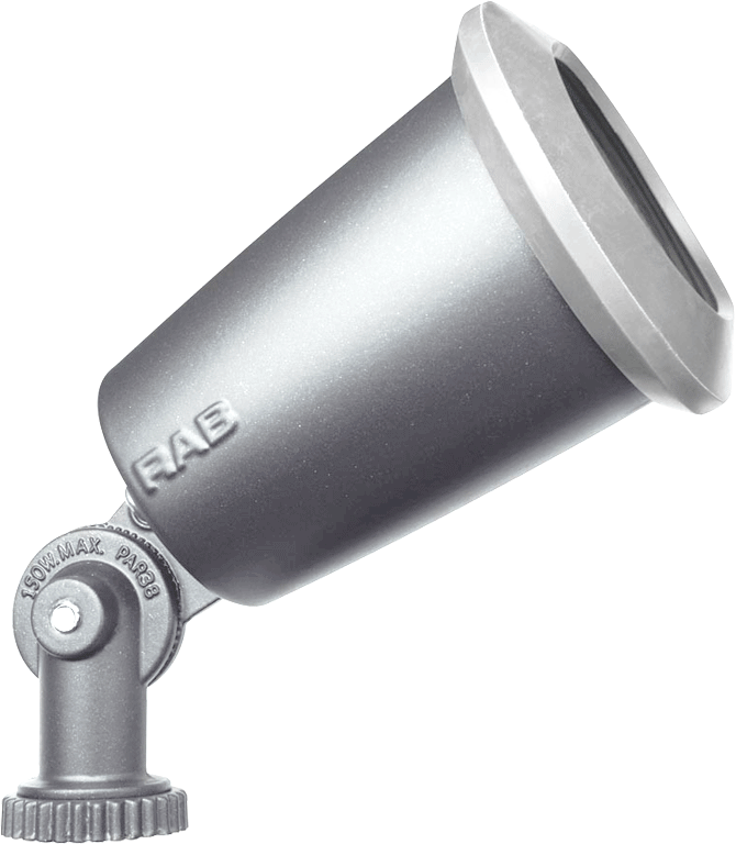 RAB Lighting R90M Flood Light, 150W, PAR38, Molded Gasket, Silver Gray, R90MS