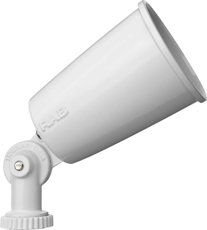 RAB Lighting R90M Flood Light, 150W, PAR38, Molded Gasket, White, R90MW
