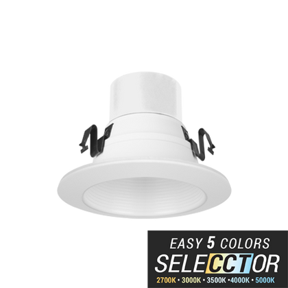 Elite Lighting REL437-CCT Series LED Retrofit Baffle Trim, Color SeleCCTor 2700K/3000K/3500K/4000K/5000K (White, 4")