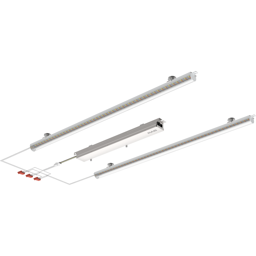 RAB Lighting RLB2 Retrofit Light Bar, 2x2 Ft., 40/35/30/25/20W, CCT Selectable, Clear Lens, White, RLB2-2C
