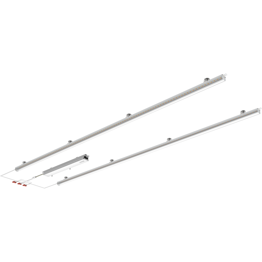 RAB Lighting RLB2 Retrofit Light Bar, 2x4 Ft., 50/45/40/35/30W, CCT Selectable, Clear Lens, White, RLB2-4C