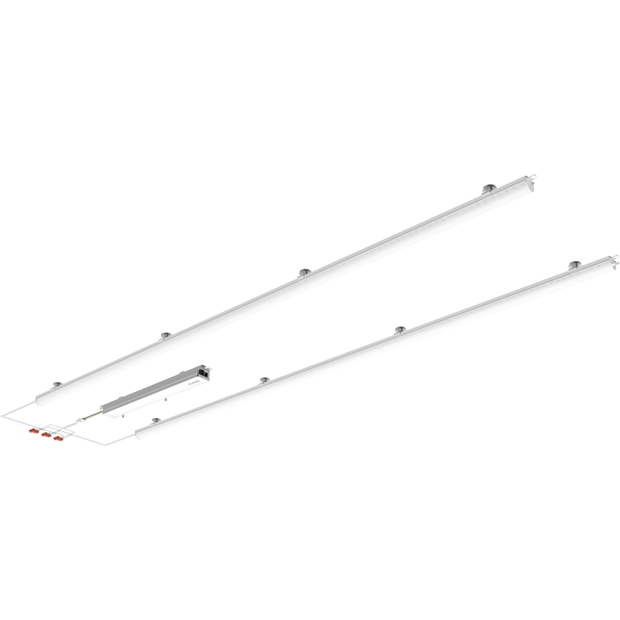 RAB Lighting RLB2 Retrofit Light Bar, 2x4 Ft., 50/45/40/35/30W, CCT Selectable, Frosted Lens, White, RLB2-4F