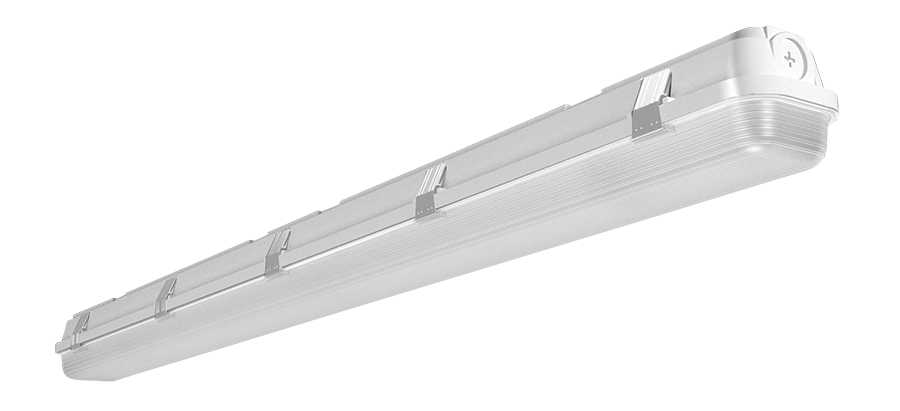 RAB Lighting SEAL4 Linear Washdown, 50/40/30W, CCT Selectable, Microwave Sensor, Battery Backup, Gray, SEAL4/MVS/E