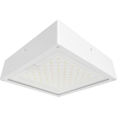 RAB Lighting VAN34 Canopy Light, 90/80/70W, CCT Selectable, 480V, Microwave Sensor, Flat Clear Lens, White, VAN34-90FW/480/MVS