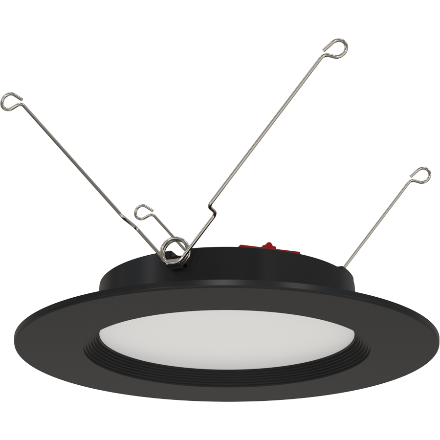 RAB Lighting WAFER34 Retro, 11W, CCT Selectable, CRI90, TRIAC, 6 In. Baffle, Black, WFRETRO34-6B-B