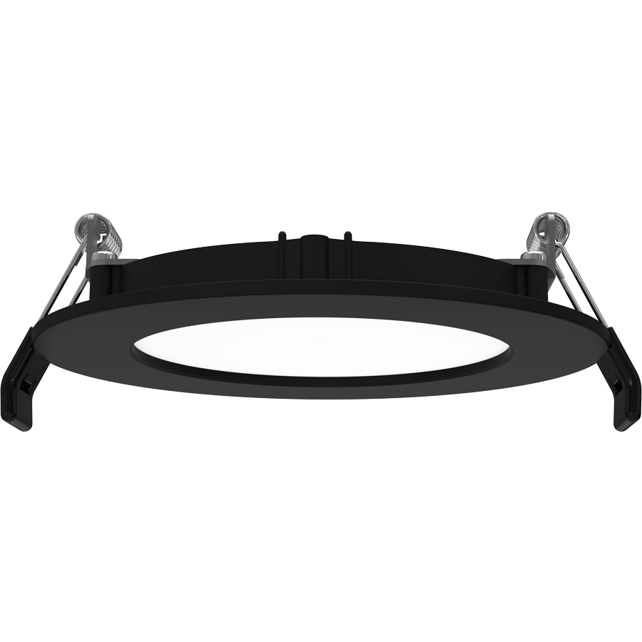 RAB Lighting WFRL Edge-Lit Wafer, 4 In. Round, 9W, CRI90, CCT Selectable, 120V, TRIAC/ELV, Black Baffle, WFRL4R99FA120BS
