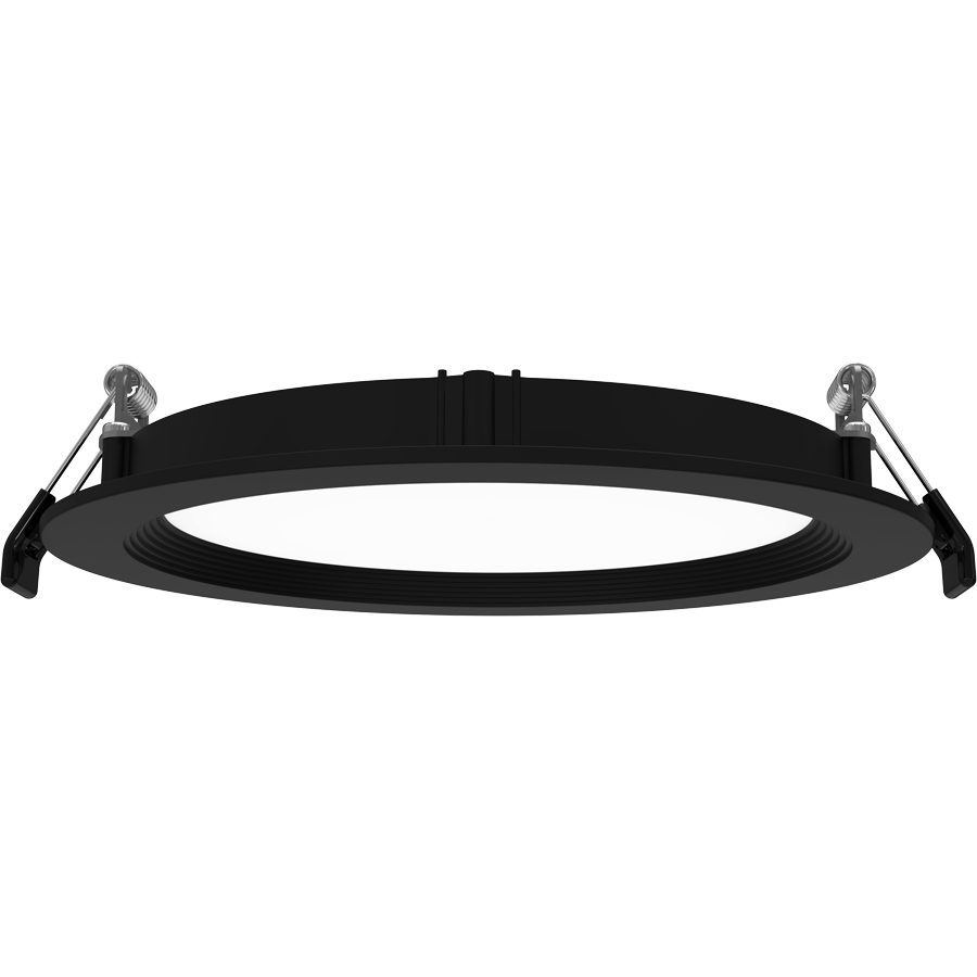RAB Lighting WFRL Edge-Lit Wafer, 6 In. Round, 13W, CRI90, CCT Selectable, 120V, TRIAC/ELV, Black Smooth, WFRL6R139FA120BB