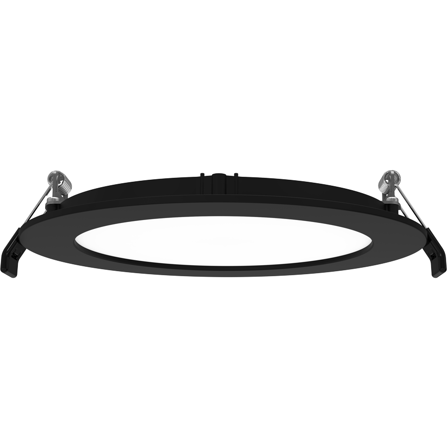 RAB Lighting WFRL Edge-Lit Wafer, 6 In. Round, 13W, CRI90, CCT Selectable, 120V, TRIAC/ELV, Black Baffle, WFRL6R139FA120BS