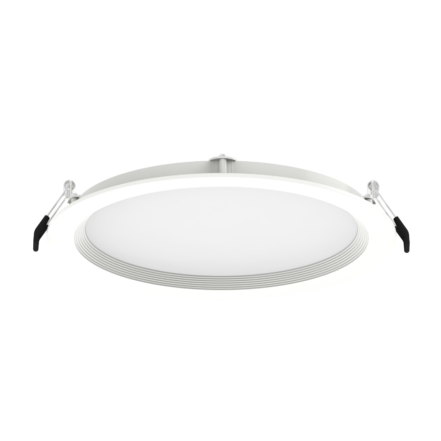RAB Lighting 8" 23 Watt LED Edge-Lit Wafer Downlight, Baffle Trim, CCT Selectable, 120-277V, WFRL8R239FADWB