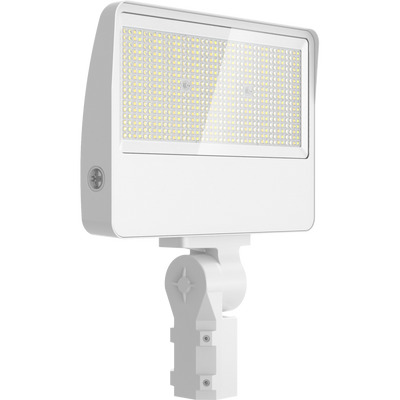 RAB Lighting XL22 Flood Light, 150/125/100/75W, CCT Selectable, 480V, Slipfitter + Trunnion, Photocell, White, XL22-150W/480
