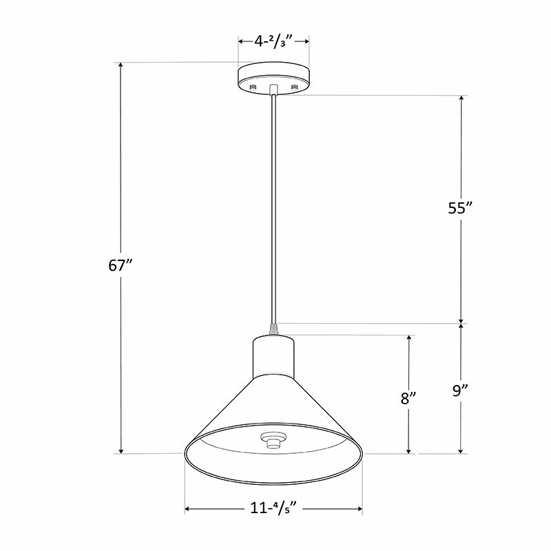 Westgate Mfg LCFC Modern Cone Pendant, 25W, CCT Selectable, CRI90, TRIAC, 12 In., Black, LCFC-MCT5-BK