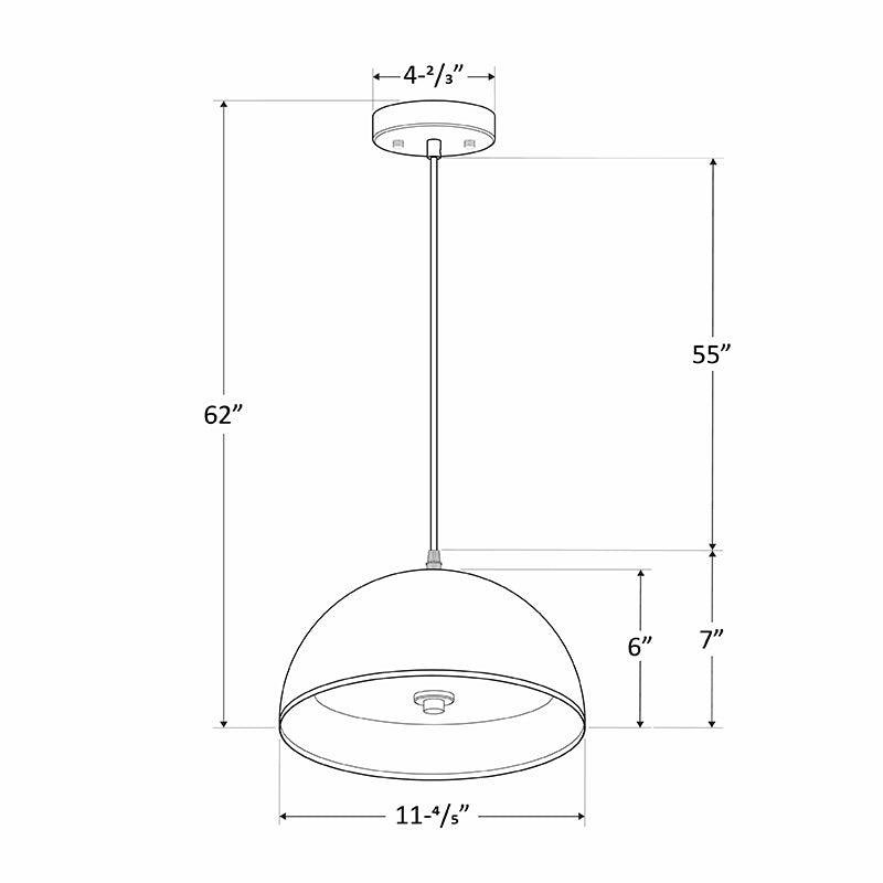 Westgate Mfg Modern Dome Pendant, 25W, CCT Selectable, CRI 90, TRIAC, 12 In., Black, LCFD-MCT5-BK