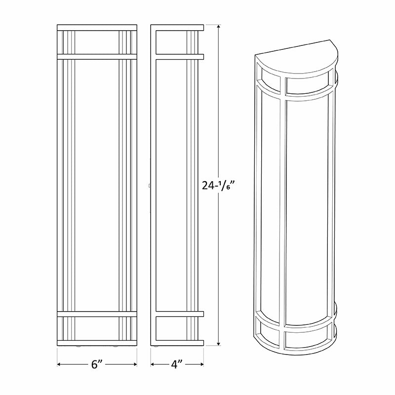Westgate Mfg LDSXL 24 In. Outdoor Sconce, 25W, CCT Selectable, TRIAC & 0-10V Dimming, Oil-Rubbed Bronze, LDSXL-MCT-DD-ORB