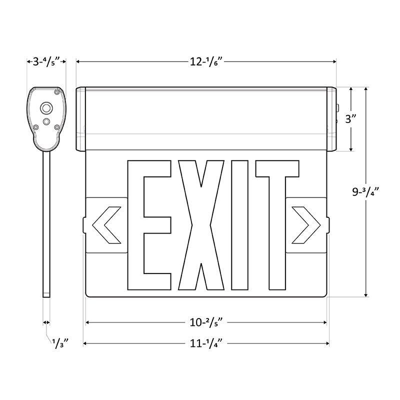 Westgate Lighting  Edge-Lit Exit Sign Alum Housing Single-Face Clear Panel Red Letters  XT-EL1RCA-EM