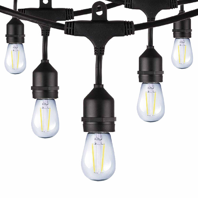 Westgate Mfg String Light, 24 Ft., 12 Sockets, 1W Per Bulb, 2700K, 120V, Black, STG-2412-27K