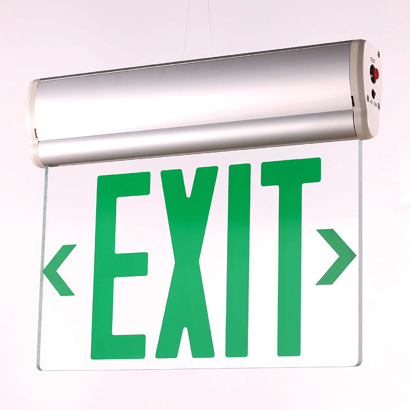 Westgate Lighting  Edge-Lit Exit Sign Alum Housing Single-Face Clear Panel Green Letters  XT-EL1GCA-EM