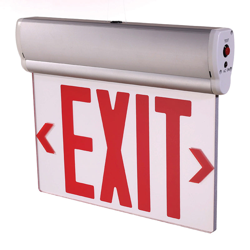 Westgate Lighting  Edge-Lit Exit Sign Alum Housing Single-Face Clear Panel Red Letters  XT-EL1RCA-EM