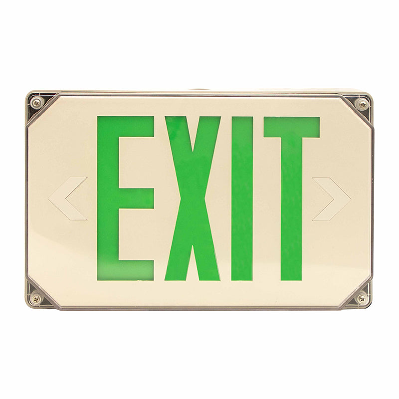 Westgate Lighting   Wet Location Led Exit Sign, Universal Single/Double Face, Green, Gray Housing, 120/277V  XT-WP-GG-EM