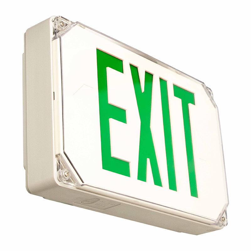 Westgate Lighting   Wet Location Led Exit Sign, Universal Single/Double Face, Green, Gray Housing, 120/277V  XT-WP-GG-EM