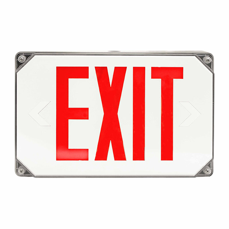 Westgate Lighting  Wet Location Led Exit Sign, Universal Single/Double Face, Red, Gray Housing, 120/277V  XT-WP-RG-EM