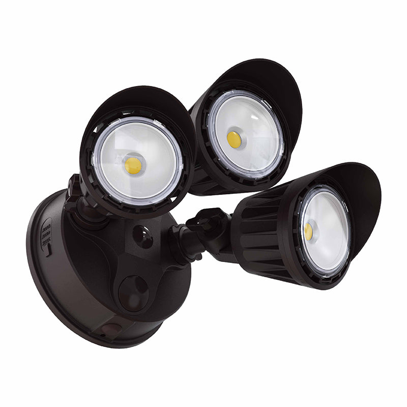 Westgate Mfg 3-Head LED Wall Light, 30W, CCT Selectable, TRIAC Dimming, Bronze, SL-30W-MCT-BZ-D
