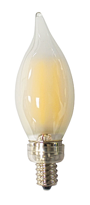 Westgate Mfg Candelabra LED Bulb, E12, 110~130V, 5W 330Lm Frosted Glass, Bent Tip 2700K Dimmable E12-FLA-5W-27K-D-F-BT