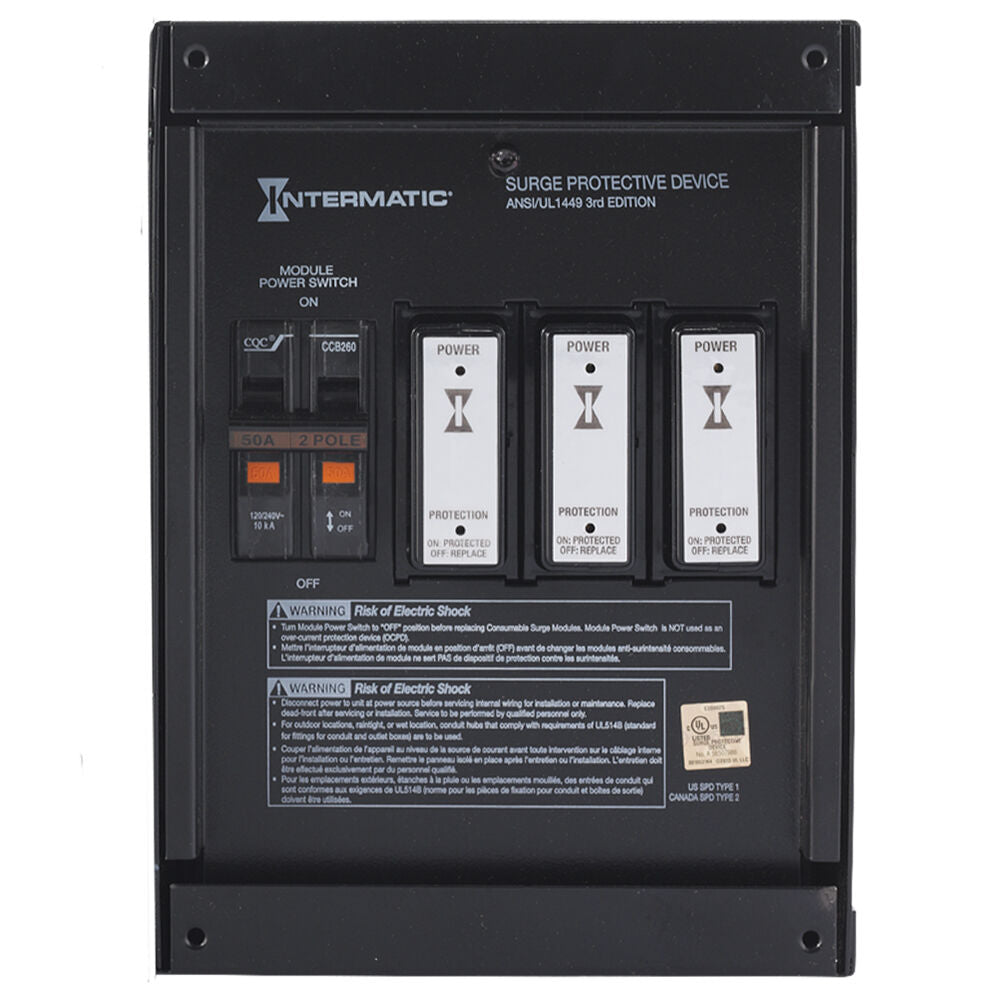 Surge Protective Device, 6-Mode, 120/240 VAC 1Ph, Type 1 or Type 2, Indoor Metal IG2240-IMSK