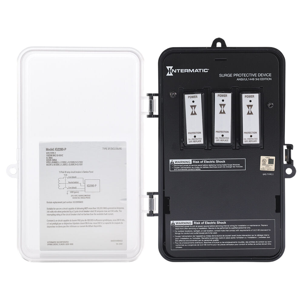 Whole House Surge Protective Device, 6-Mode, 1-Phase, 120/240 VAC, Type 2 IG2280-P