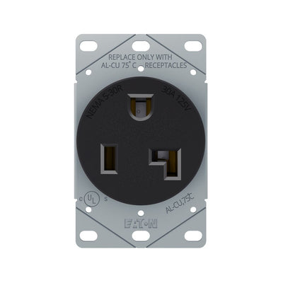 EATON AH1233BK-BOX Recp Single Flush 30A 125V 2P3W Str BK