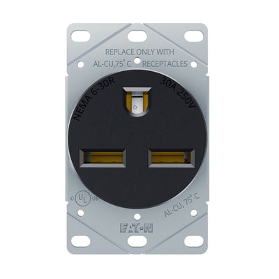 EATON AH1234BK-BOX Recp Single Flush 30A 250V 2P3W Str BK