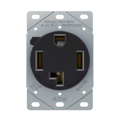 EATON AH1257BK-F Recp Sgl Flush 30A 125/250V 3P4W Str BK