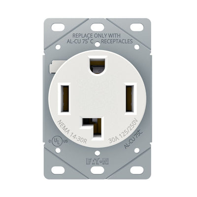 EATON AH1257W-F Recp Sgl Flush 30A 125/250V 3P4W Str WH