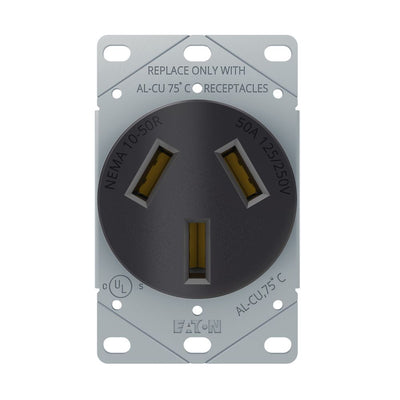 EATON AH32BK-F Recp 50A 125/250V 3P3W Str Flush Mnt WH