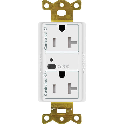 Lutron Vive Wireless Receptacle, 20 A Duplex, White, CAR2S-20-DTR-WH