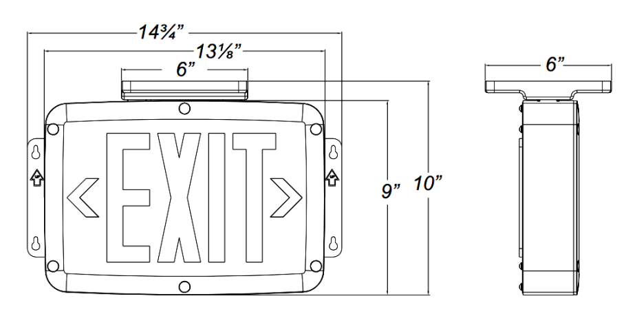 Westgate Lighting  Nema 4X Rated Led Exit Sign, Double Face, Red White Em Incl.  XTN4X-2RWEM