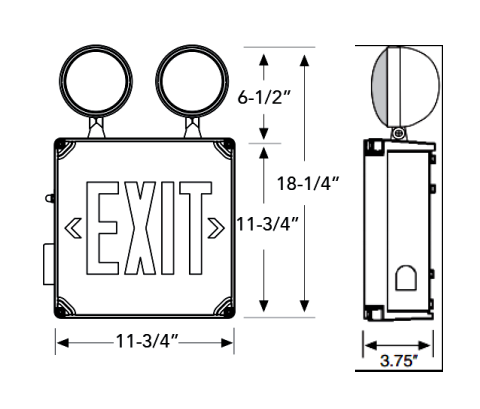 Westgate Lighting  Wet Location Emergency & Led Exit Combination Green Letters, Gray Panel, W. Battery B/U 120/277V 2X7.7W  XT-CWP-GG-EM