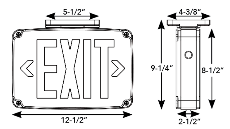 Westgate Lighting  Wet Location Led Exit Sign Single Face, Red Letters, Gray Panel  XT-WP-1RG-EM