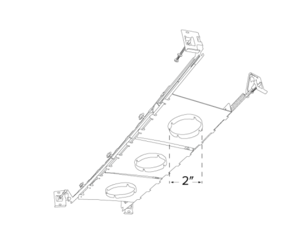 Elco Lighting New Construction Multiple Frame, 1 In., Set of 3, 8 3/4 In. Total Length, E1LF1-M3