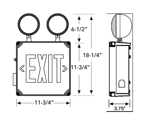 Westgate Mfg Wet Location Emergency & Exit Combo, Red Letters Gray Panel, Battery Backup, XT-CWP-RG-EM