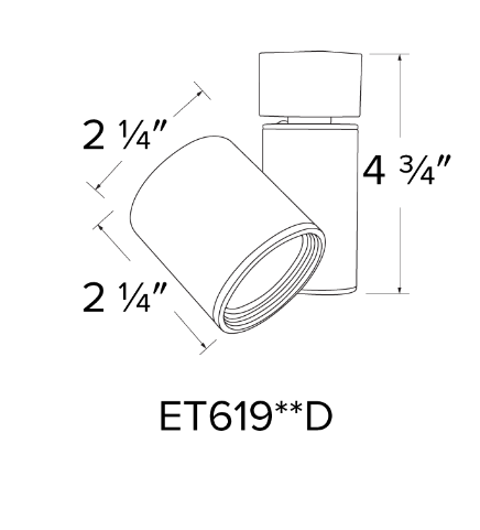 Elco Lighting Gordian Track Fixture, 10W, CCT Selectable, 120V, 38° Beam, Black with White Trim, ET619CT3DB