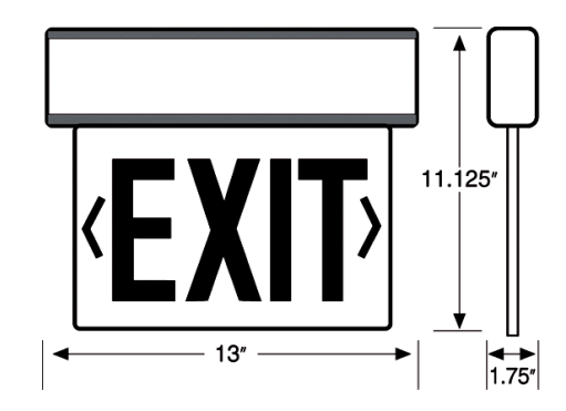 Westgate Mfg LED Edgelit Exit Sign, 4.5W, Single Face, Red Letter, Clear Panel, White, XE-1RCW-EM