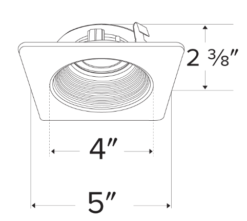 Elco Lighting Pex 4" Square Adjustable Phenolic Baffle, 35° Tilt, Twist-Lock, Black with White Trim, ELK4293B