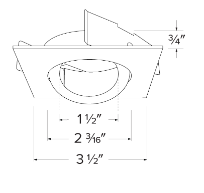 Elco Lighting Pex 2" Square Gimbal, 30° Tilt, All White, ELK2588W