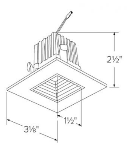 Elco Lighting 2" Square LED Baffle Trim Hi-Lume, 11W, 2700K, 1000 lm, White, E215C1827W
