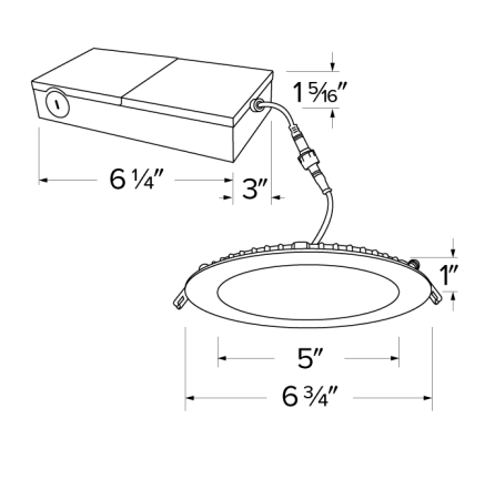 Elco Lighting 6" Ultra Slim Round Panel Light, 15W, CCT Selectable, 120/277V, ERT61DXCT5W