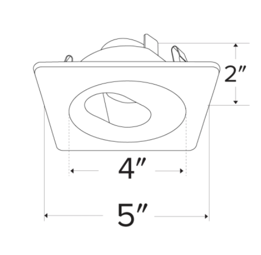 Elco Lighting Pex 4" Square Adjustable Slot Aperture, Koto LED Module, 45° Adjustable, 358° Rotation, White, ELK4220W