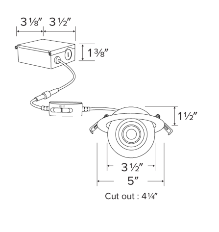 Elco Lighting 4" LED Adjustable Eyeball Downlight, 9W, CCT Selectable, CRI90, Triac/ELV, 28° Beam, Bronze, ERT416CT5BZ