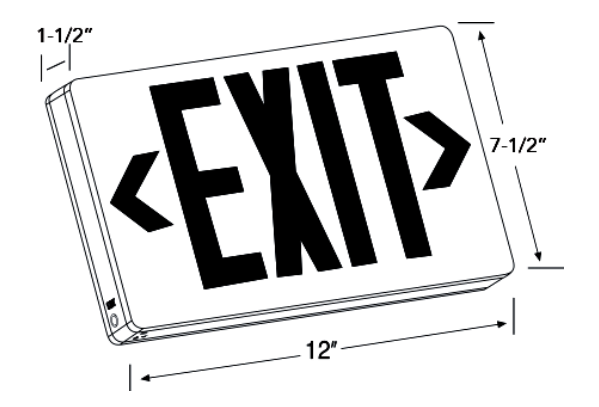 Westgate Mfg LED Exit Sign, Battery Backup, Green Letters, Black Housing, 3.8W, 120-277V, XT-GB-EM