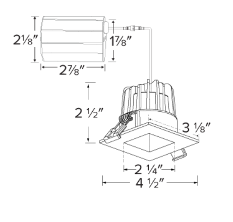 Elco Lighting 2 In. LED Elm Square Reflector, 8W, CCT Selectable, CRI90, 120V, Triac/ELV, All White, ERT213CT5W