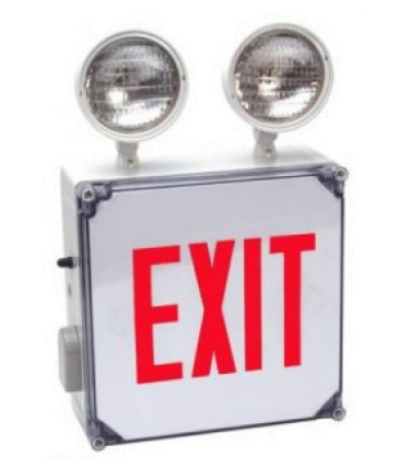 Westgate Lighting  Wet Location Emergency & Led Exit Combination Green Letters, Gray Panel, W. Battery B/U 120/277V 2X7.7W  XT-CWP-GG-EM